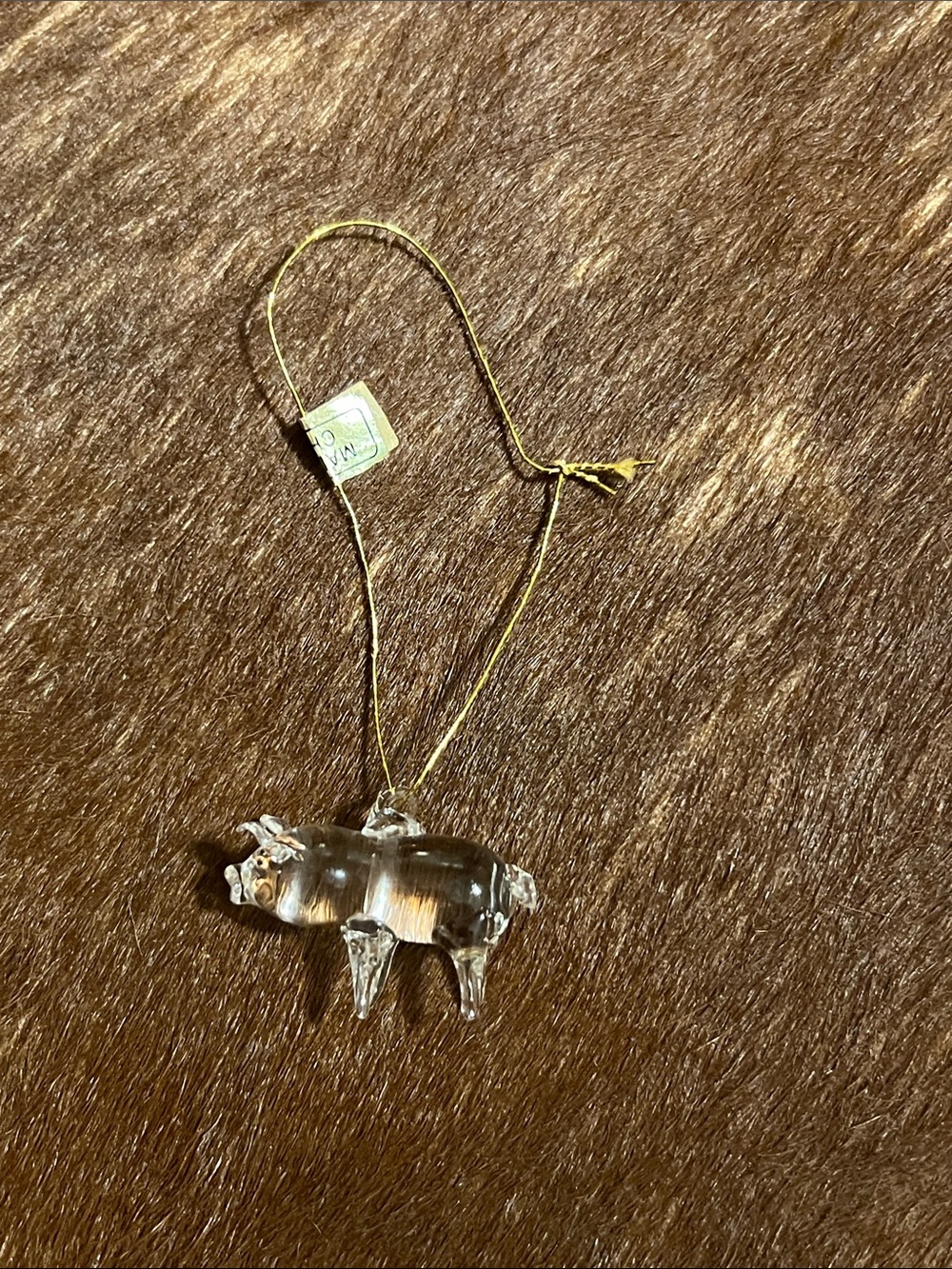 Miniature glass pig figurine handblown art glass trinket